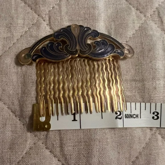 Vintage Cloisonne Floral Hair Combs - Picture 5 of 7